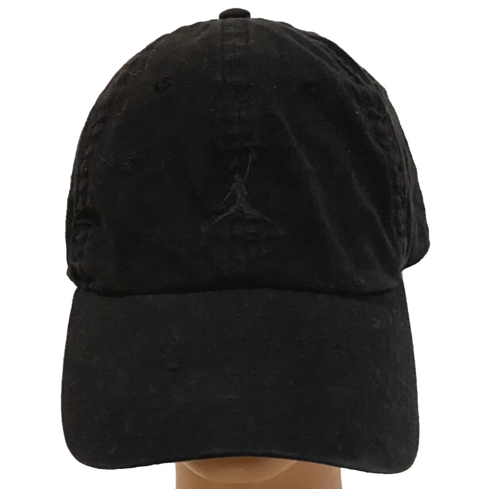 Jordan Jumpman Adjustable Hat Black Embroidered Logo Strapback Baseball Cap